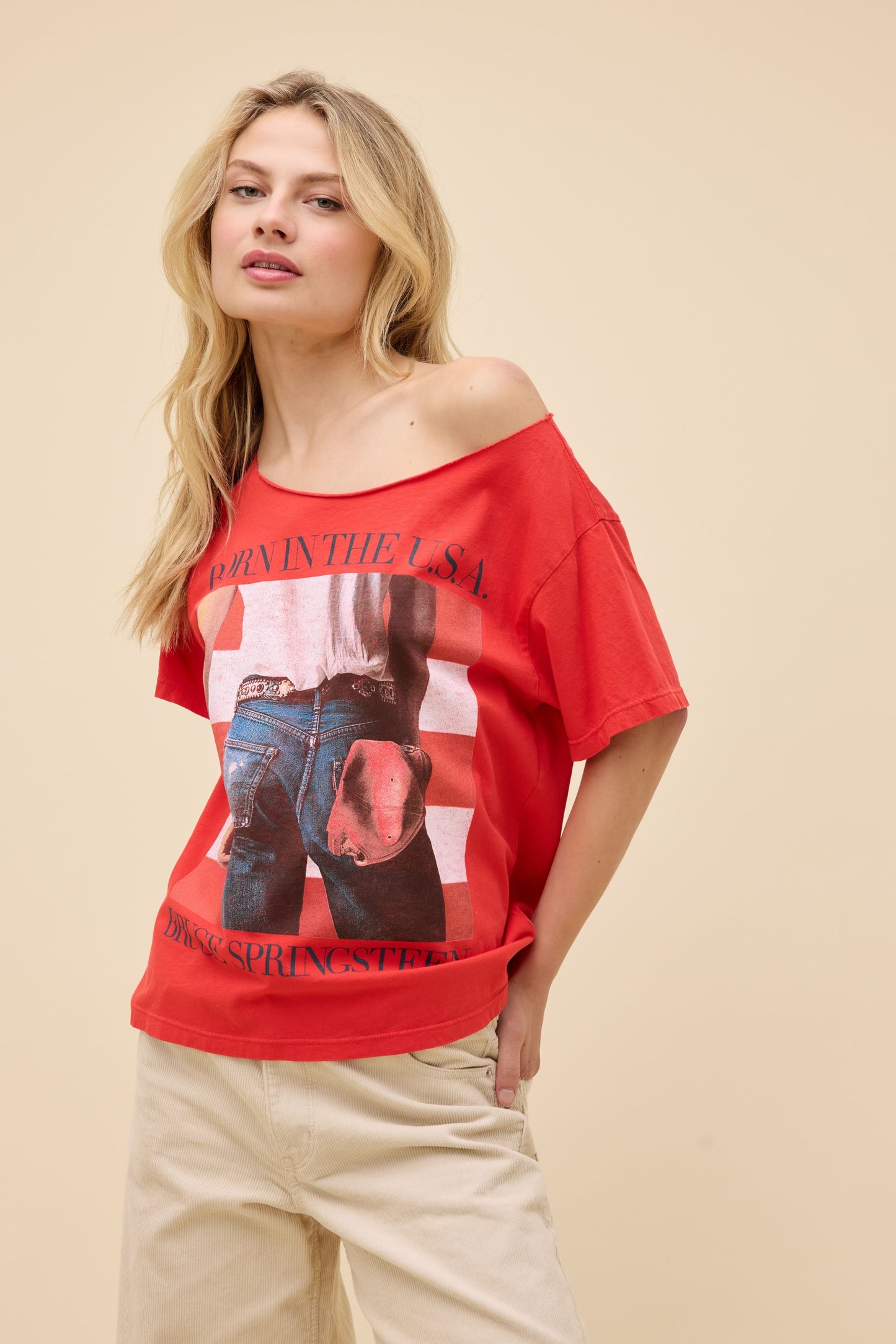 Daydreamer Bruce Springsteen Born In The USA Off The Shoulder Tee