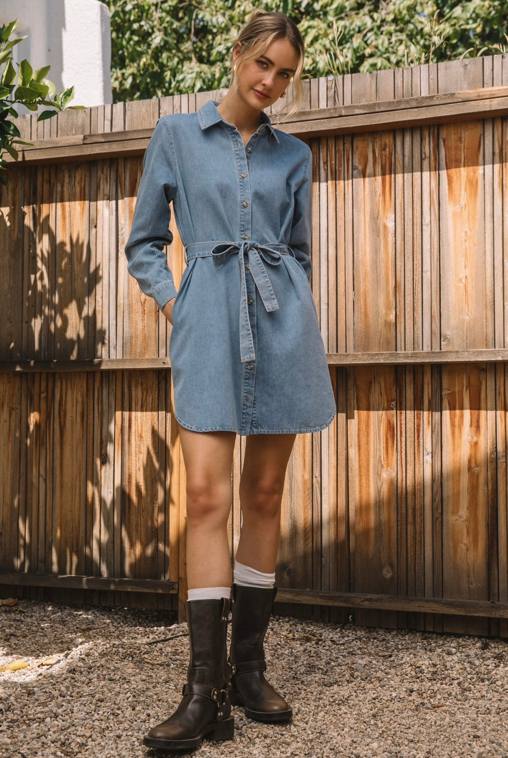 Montana Belted Denim Shirt Dress